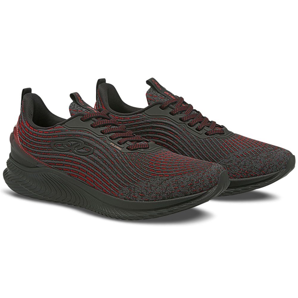 Tênis Olympikus Fluxo Masculino - Preto e Vermelho | SUPER TENNIS