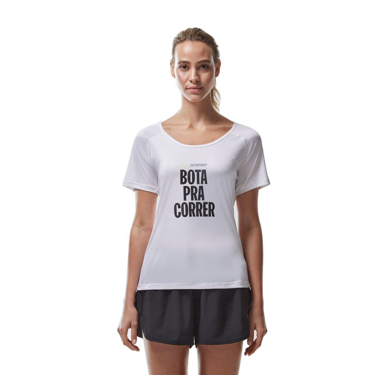 Camiseta Runner Bota Pra Correr Olympikus Feminina GG Branco