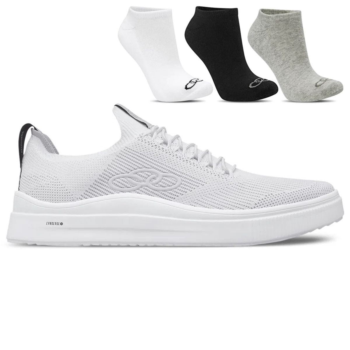 Kit Tênis Unissex Ultraleve 215G + Meia Cano Curto pacote c/ 3 pares Olympikus Menor preço em Kit Tênis Unissex Ultraleve 215G + Meia Cano Curto pacote c/ 3 pares Olympikus