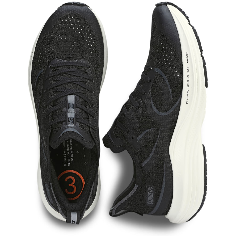 Olympikus Corre 3 — Preto / Volt, ângulo 3