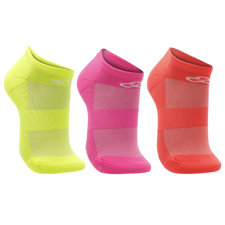Meia Olympikus Cano Invisível Neon Pacote C/ 3 Pares Feminina