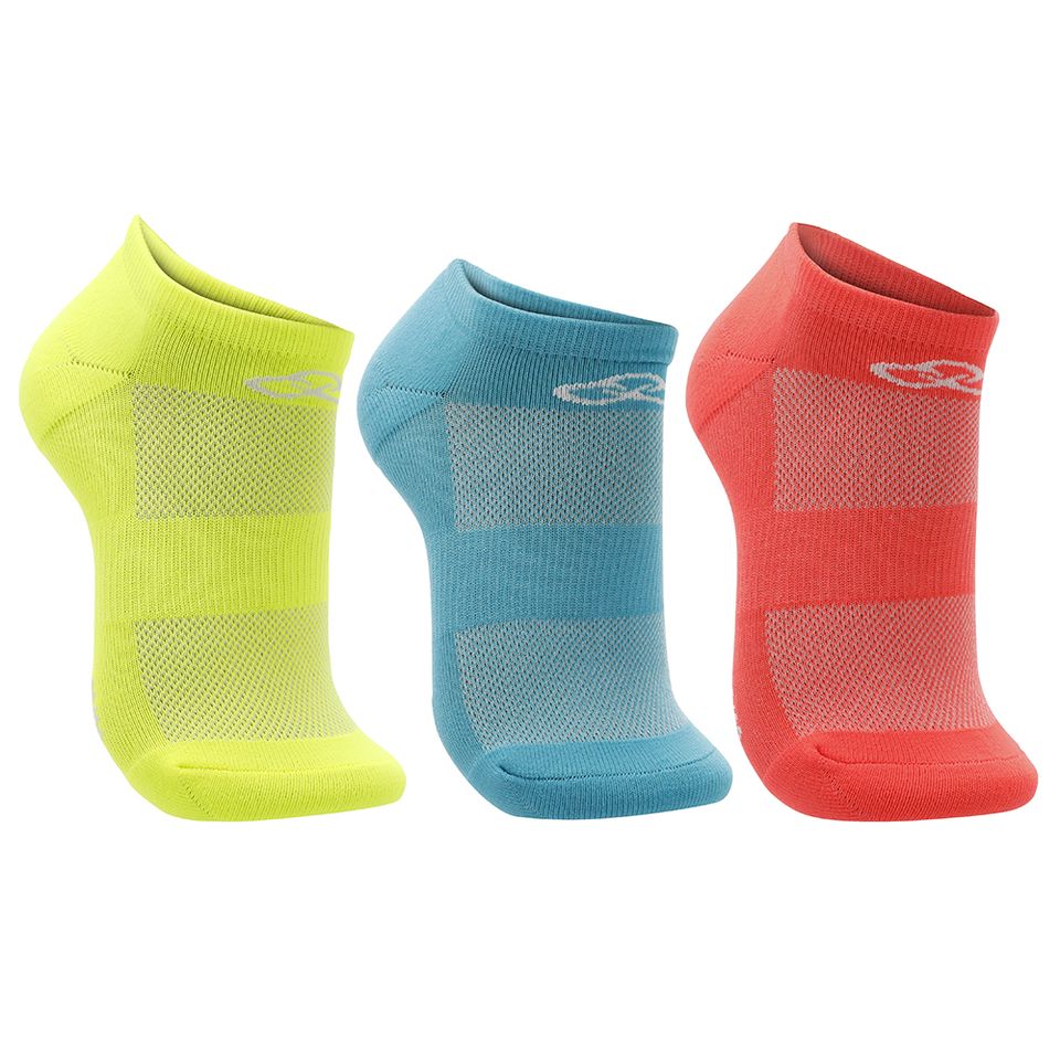 Meia Olympikus Cano Invisível Neon Pacote C/ 3 Pares Feminina