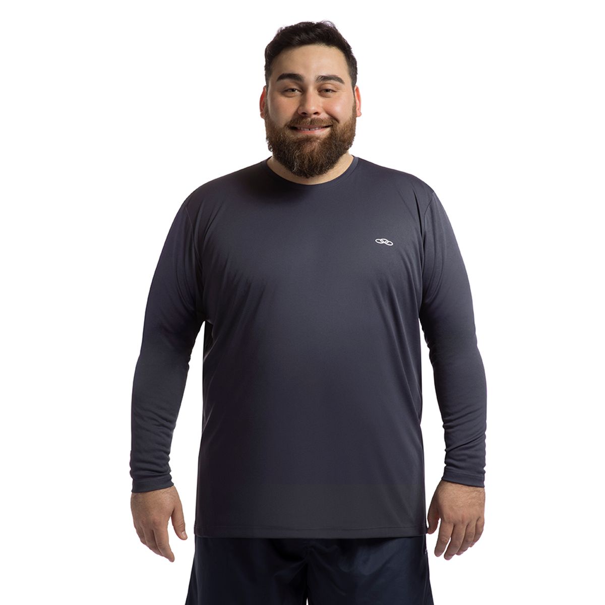 Camiseta Manga Longa Essential Olympikus Masculina Plus Size G3 Azul
