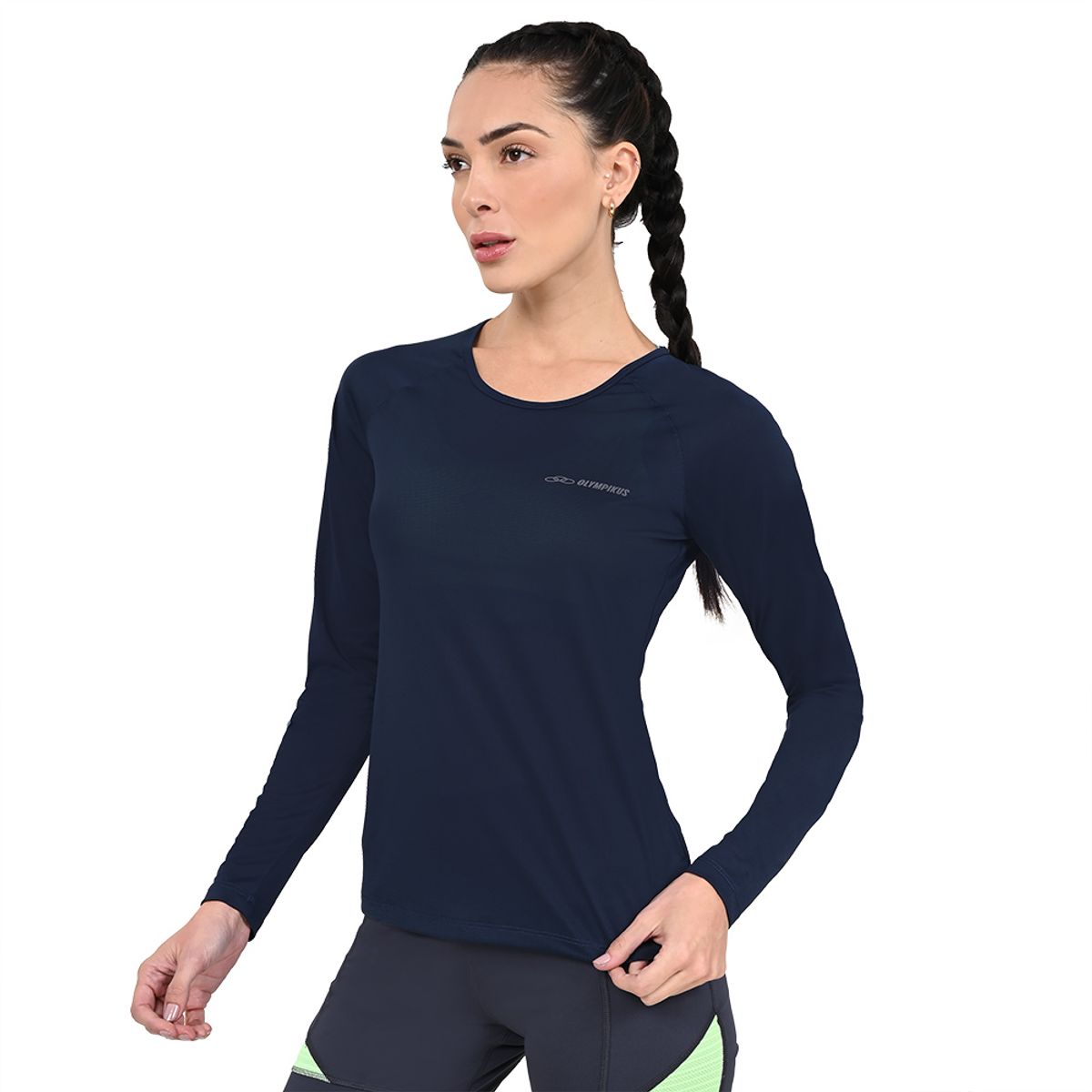Camiseta Runner Manga Longa 2.0 Olympikus Feminina G Azul