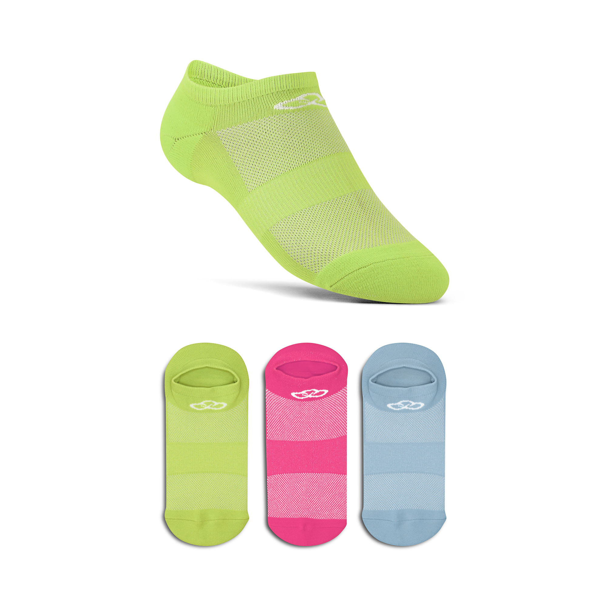Meia Cano Invisível Neon Pacote c/ 3 pares Olympikus