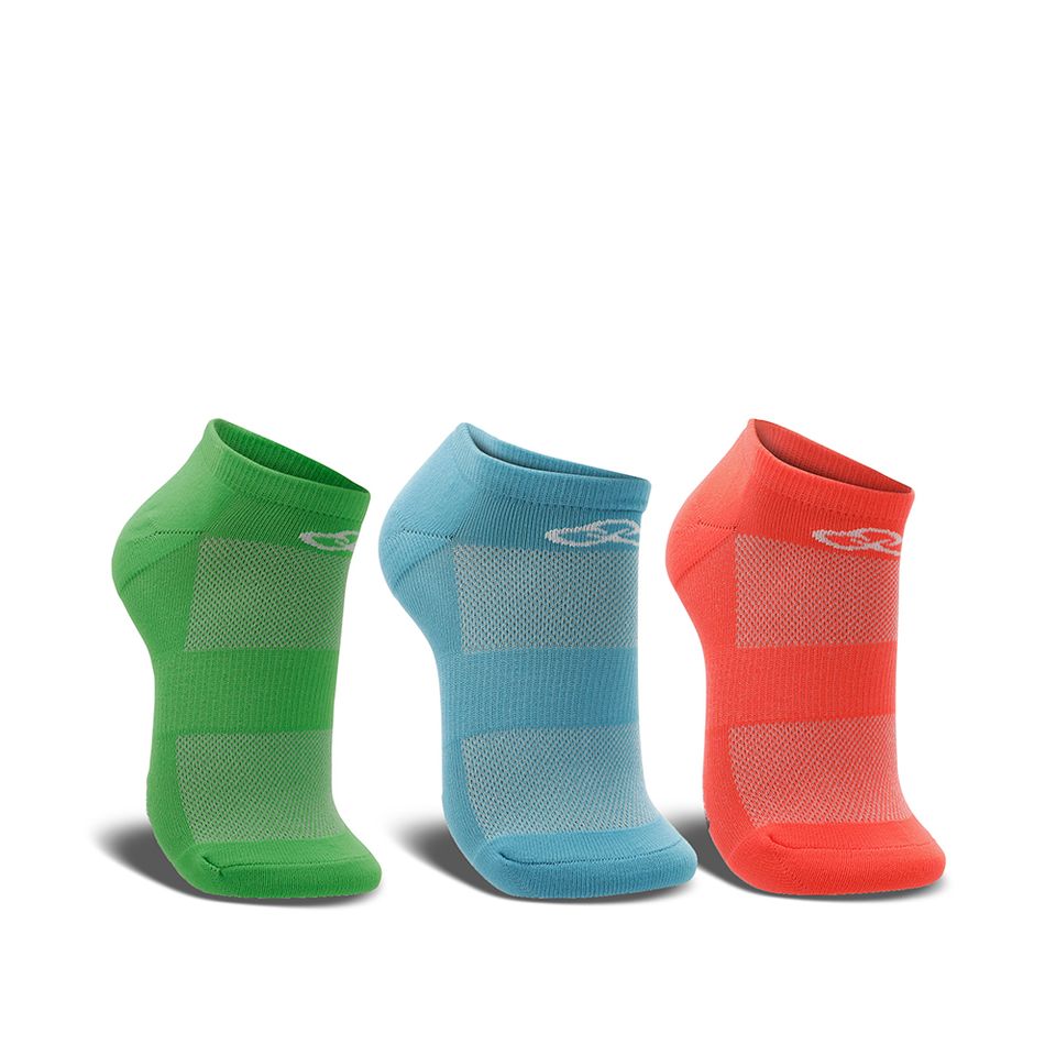 Meia Olympikus Cano Invisível Neon Pacote C/ 3 Pares Masculina